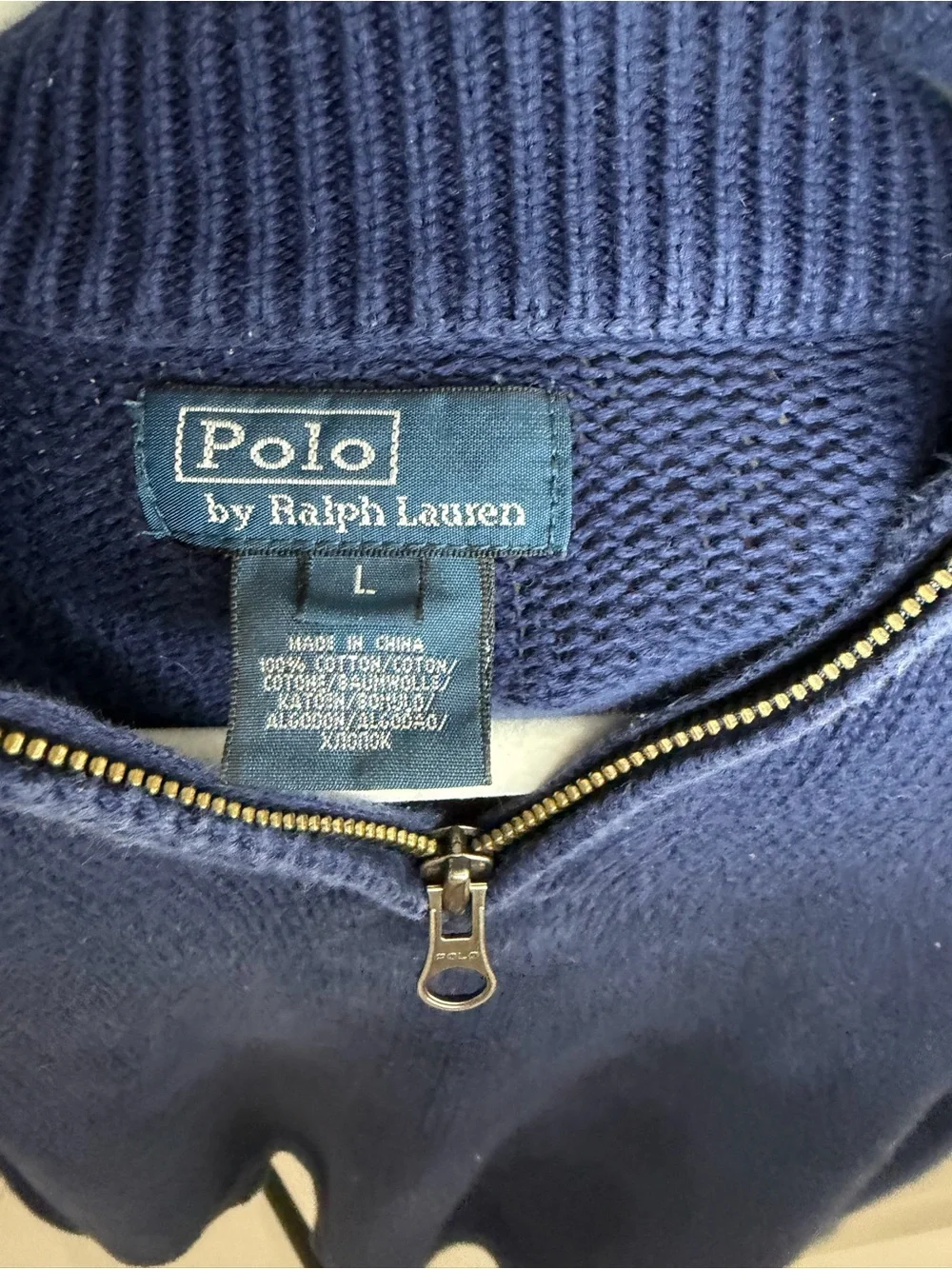 Ralph Lauren Navy Half-Zip Sweater with Red Pony